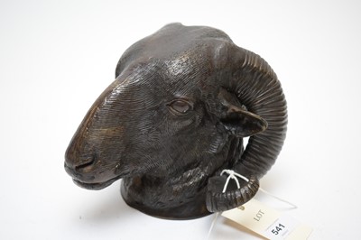 Lot 541 - 20th C bronzed cast brass bust of a ram.