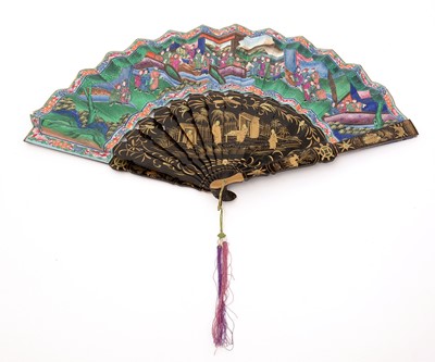 Lot 733 - Chinese lacquer fan