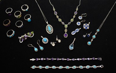 Lot 423 - A selection of gemstone set jewellery