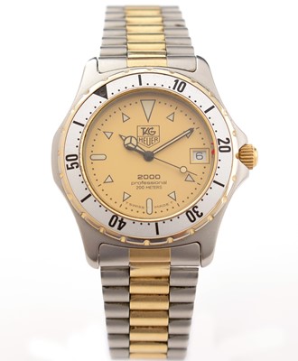 Lot 371 - Tag Heuer 2000 Professional: a two-tone steel cased wristwatch