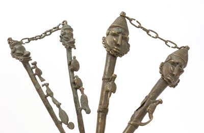 Lot 943 - Two pairs of Edan Ogboni staffs/rods
