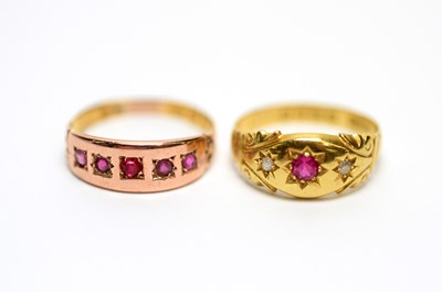 Lot 136 - Two antique ruby rings.