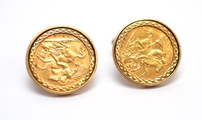 Lot 153 - A pair of half gold sovereign cufflinks