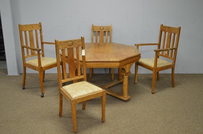 Lot 19 - An early 20th C centre table; and four dining chairs.