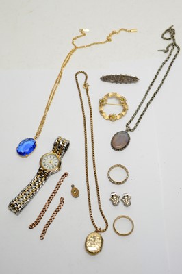 Lot 218 - A selection of jewellery and a watch.
