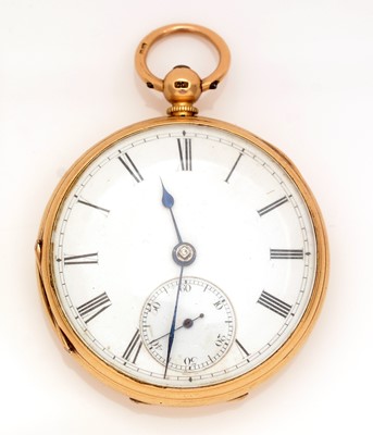 Lot 374 - An 18ct yellow gold cased open faced pocket watch