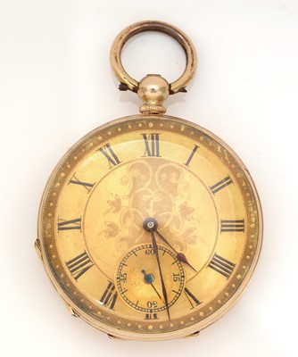 Lot 375 - A 14ct yellow gold cased open faced fob watch