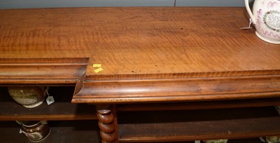 Lot 1091 - A large late Victorian walnut breakfront open bookcase