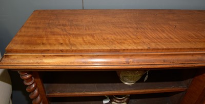 Lot 1091 - A large late Victorian walnut breakfront open bookcase
