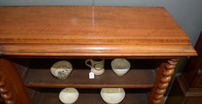Lot 1091 - A large late Victorian walnut breakfront open bookcase
