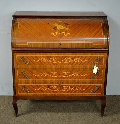 Lot 1 - A reproduction kingwood and marquetry inlaid writing bureau