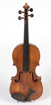 Lot 28 - 19th Century Violin, mahogany case and three bows.