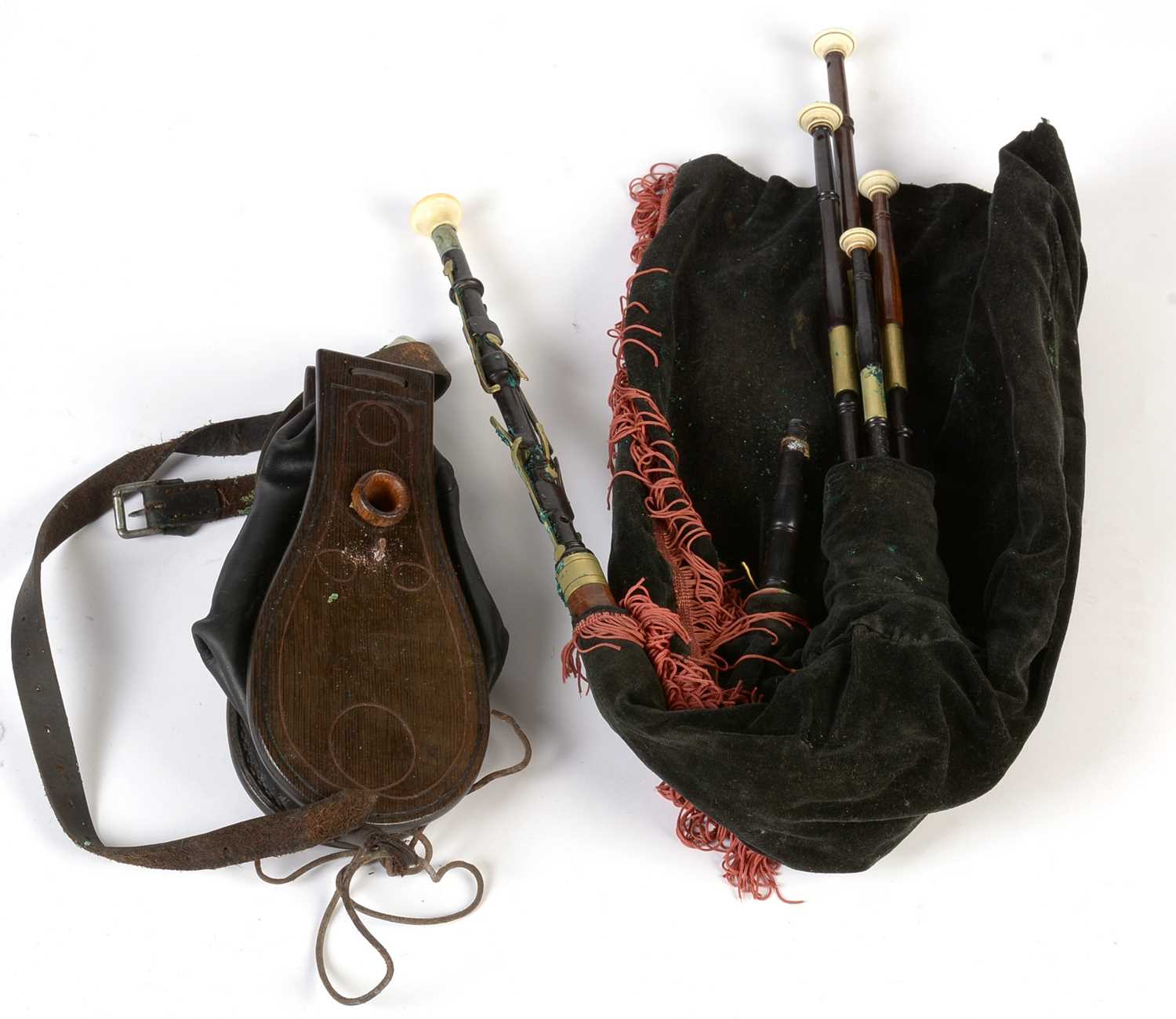 Lot 10 - Cased set of Northumbrian small pipes.