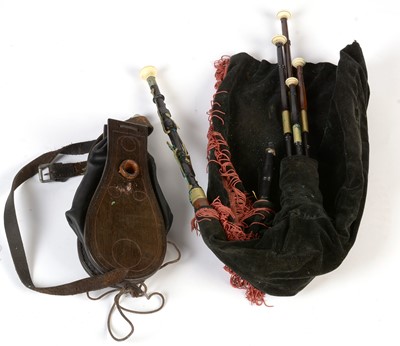 Lot 10 - Cased set of Northumbrian small pipes.