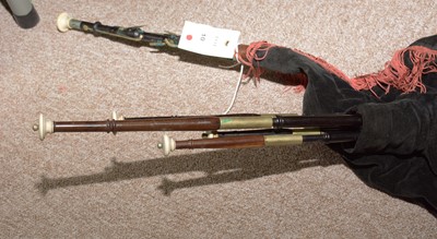 Lot 10 - Cased set of Northumbrian small pipes.