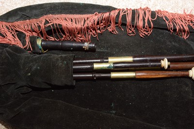 Lot 10 - Cased set of Northumbrian small pipes.