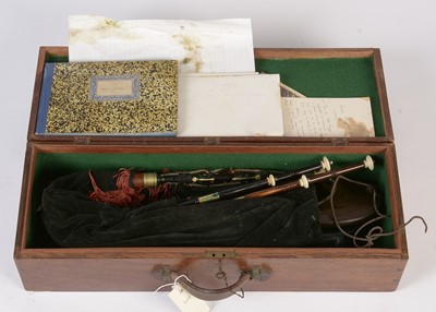 Lot 10 - Cased set of Northumbrian small pipes.