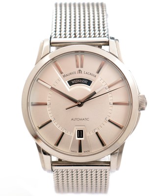 Lot 353 - Maurice Lacroix Pontos Day-Date: a steel cased wristwatch