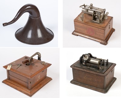 Lot 120 - Two vintage phonographs, and a gramophone with horn