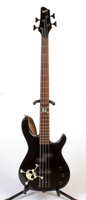 Lot 86 - A Squier MB-4 Skull and Crossbones Bass Guitar