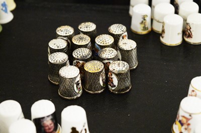 Lot 300 - A collection of thimbles including Wedgwood and Hummel, etc.