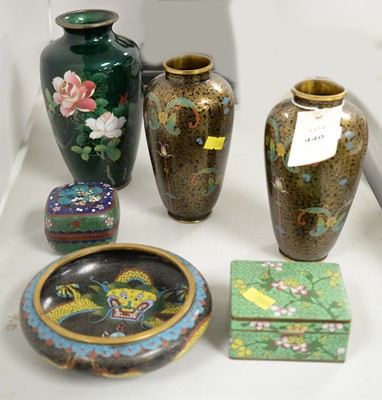 Lot 440 - A selection of cloisonne enamel ware
