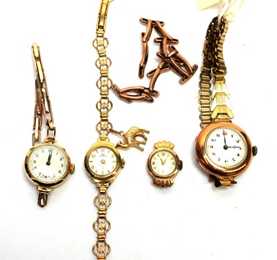 Lot 226 - Four gold and yellow metal cased cocktail watches