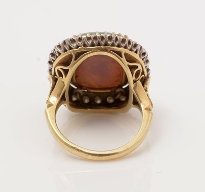 Lot 481 - A black opal and diamond cluster ring