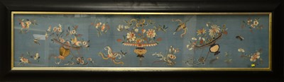 Lot 11 - A framed print of a Chinese embroidery on silk