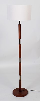 Lot 428 - David Hunt Lighting:  a Saddler luxury brown leather effect and brass floor lamp.