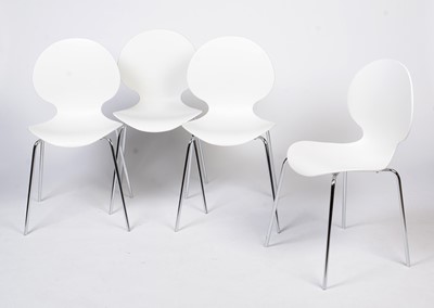Lot 405 - Galvano Tecnica: four Italian white plastic shell chairs.