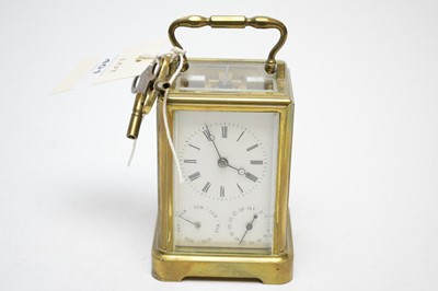 Lot 401 - A 19th Century French brass cased carriage clock