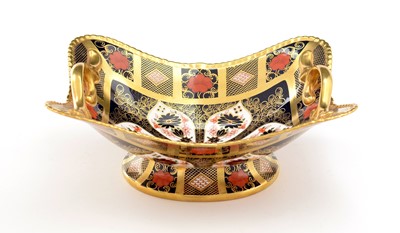Lot 788 - A Royal Crown Derby Imari pattern twin-handled basket comport.