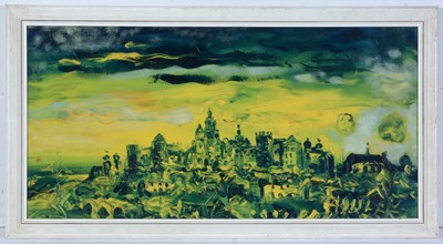 Lot 716 - Antoni Sulek - Polish Cityscape in Yellow and Green | oil