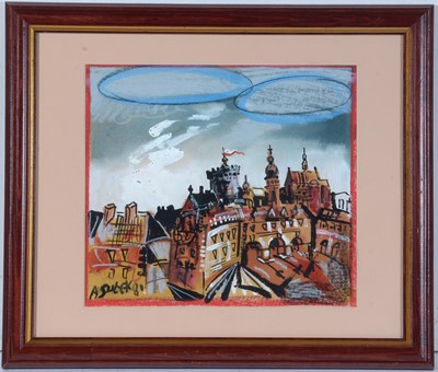 Lot 185 - Antoni Sulek - Rooftops | mixed media