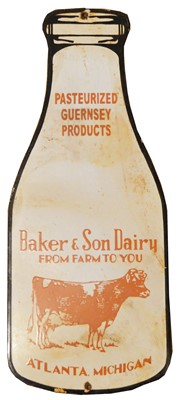 Lot 737 - Baker & Son Dairy enamel advertising sign