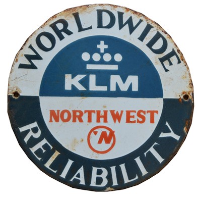 Lot 776 - KLM enamel advertising sign