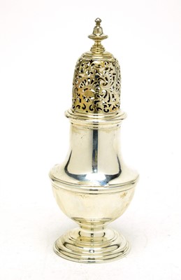 Lot 557 - A good George II silver caster, by Samuel Wood
