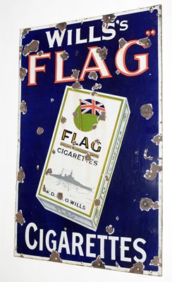 Lot 710 - Will's Flag Cigarettes enamel advertising sign