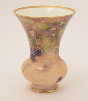 Lot 773 - Pair of Royal Worcester fruit-painted vases