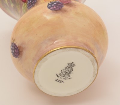 Lot 773 - Pair of Royal Worcester fruit-painted vases