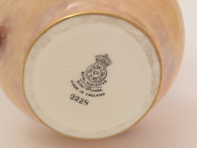 Lot 773 - Pair of Royal Worcester fruit-painted vases