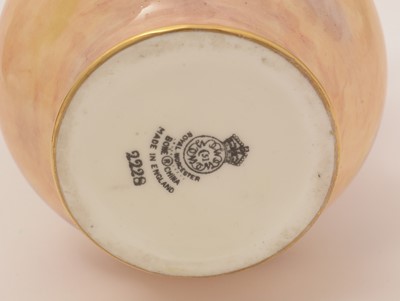 Lot 773 - Pair of Royal Worcester fruit-painted vases