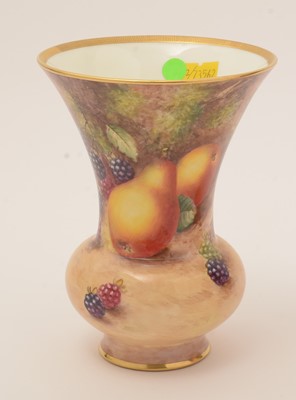 Lot 773 - Pair of Royal Worcester fruit-painted vases