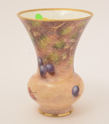 Lot 773 - Pair of Royal Worcester fruit-painted vases