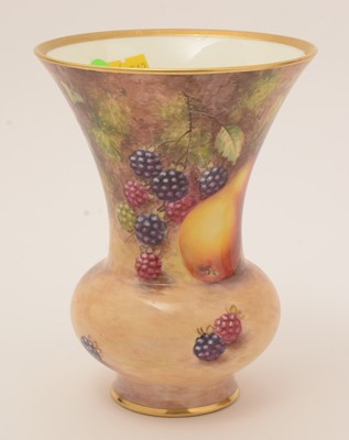 Lot 773 - Pair of Royal Worcester fruit-painted vases