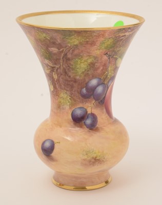 Lot 773 - Pair of Royal Worcester fruit-painted vases