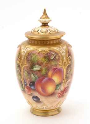 Lot 776 - Royal Worcester fruit-painted Vase and a Cover