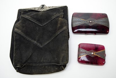 Lot 1209 - Russian Art Deco white metal purse and two cigarette cases