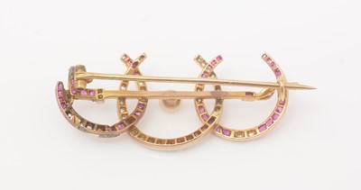 Lot 365 - An Edwardian ruby, diamond and pearl brooch